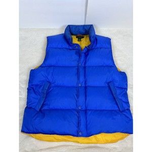 J Crew Vest Mens L Large Tall Blue Goose Down Puffer Sleeveless Vintage Quilted